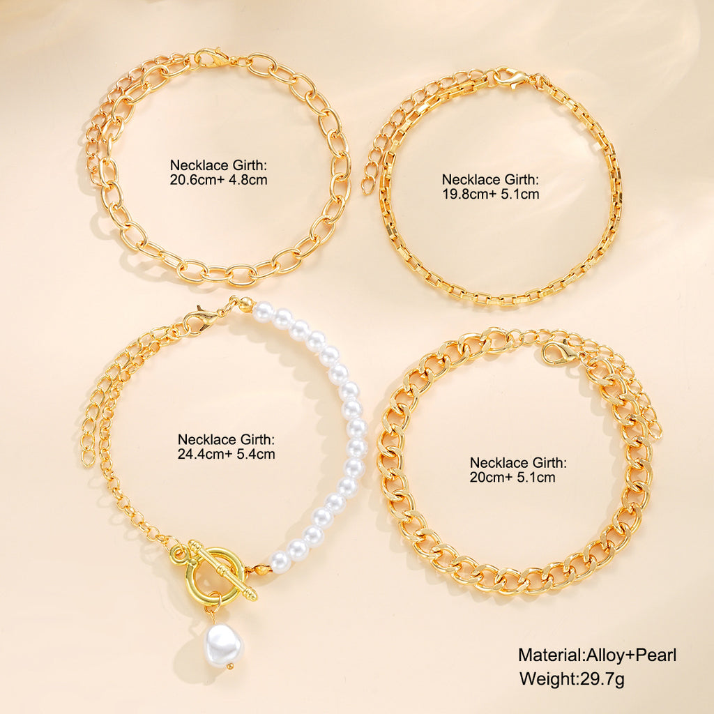 Damen Perlen-Armband-Set mit mehrlagigen Ketten und eleganten Anhängern Shop Nory
