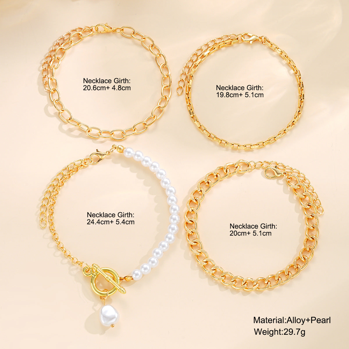 Damen Perlen-Armband-Set mit mehrlagigen Ketten und eleganten Anhängern Shop Nory