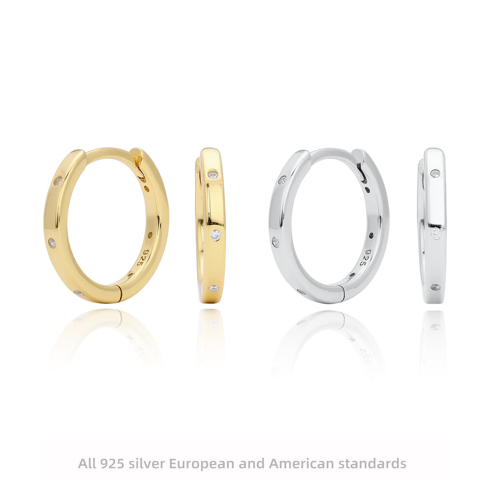 Damen Creolen mit funkelnden Zirkon-Akzenten aus 925 Sterling Silber Shop Nory