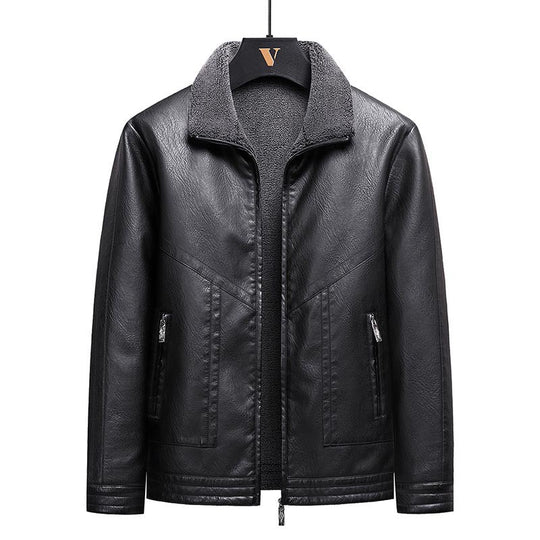 Herren Elegante Kunstlederjacke mit hohem Kragen Shop Nory