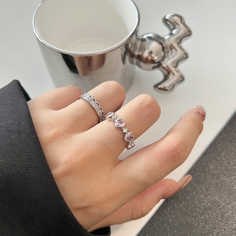 Damen Offener Ring mit elegantem Doppelreihen-Design und funkelnden Zirkonia Shop Nory