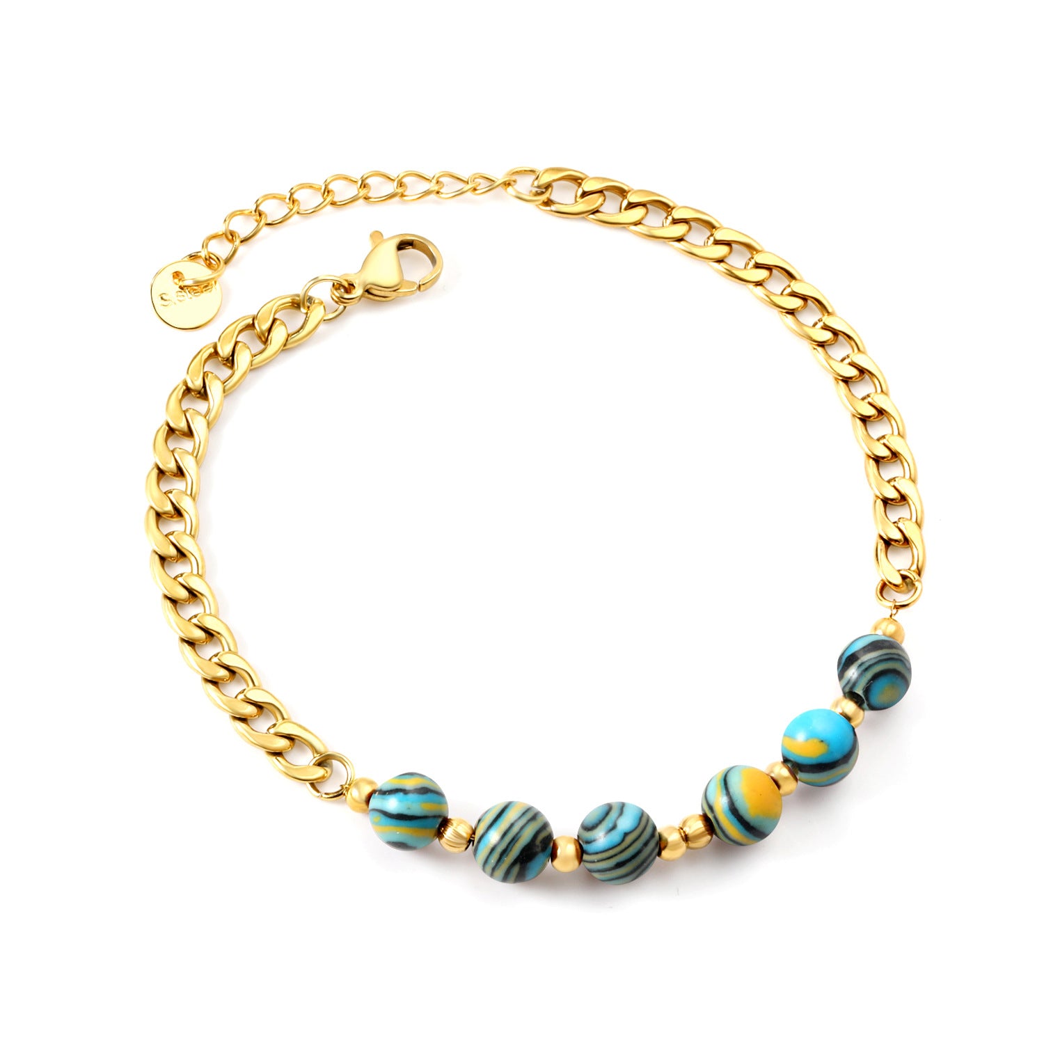 Damen Armband mit glänzender Gliederkette und elegantem Zebra-Muster Shop Nory