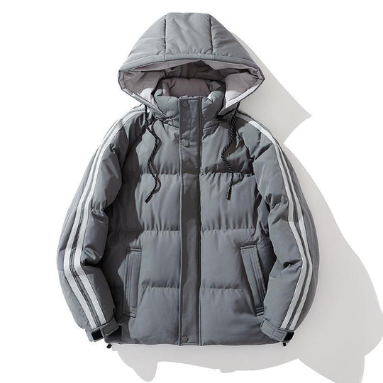 Unisex Wattierte Kapuzenjacke mit Kordelzug und Kontraststreifen Shop Nory