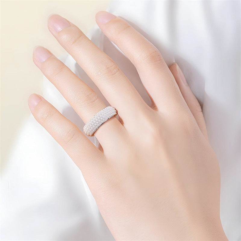 Damen Ring mit luxuriösem Perlendesign und hochwertiger Goldoberfläche Shop Nory