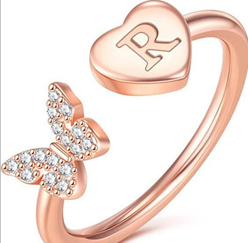 Damen Ring mit Schmetterlingsdesign und Herzmotiv Shop Nory