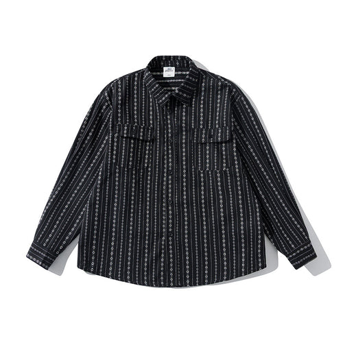 Herren Lockeres Hemd im Overshirt-Stil mit grafischem Streifenmuster und Brusttaschen Shop Nory