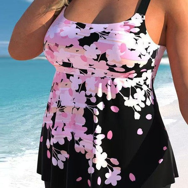 Damen Bade-Set mit floralem Oberteil und Shorts