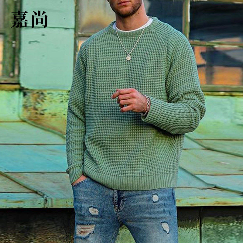 Herren Atmungsaktiver Waffelstrick-Pullover Slim-Fit mit Rippenbündchen Shop Nory