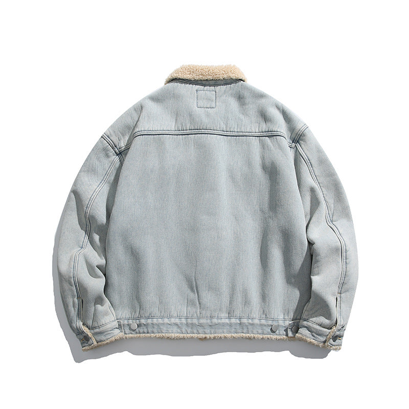 Unisex Oversize-Jeansjacke mit Teddyfutter und Sherpa-Kragen Shop Nory