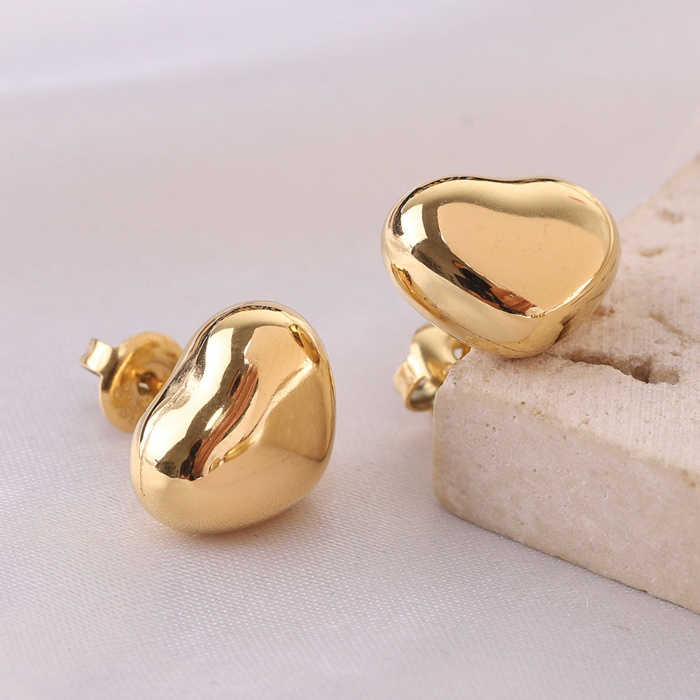 Damen Ohrstecker mit herzförmigem Design und hochglänzender Oberfläche Shop Nory