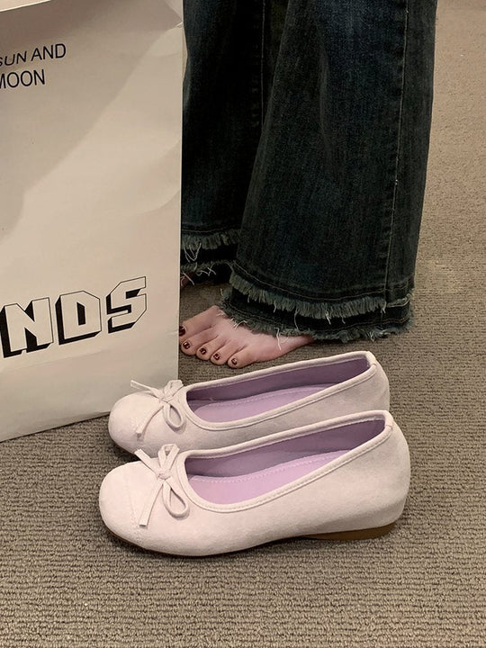 Damen Ballerinas mit dekorativem Schleifendetail und hochwertiger Fleeceaussensohle