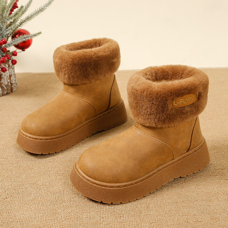 Damen Kuschelige Plateau‑Stiefeletten mit faux‑Fellkragen und rutschfester Gummisohle Shop Nory