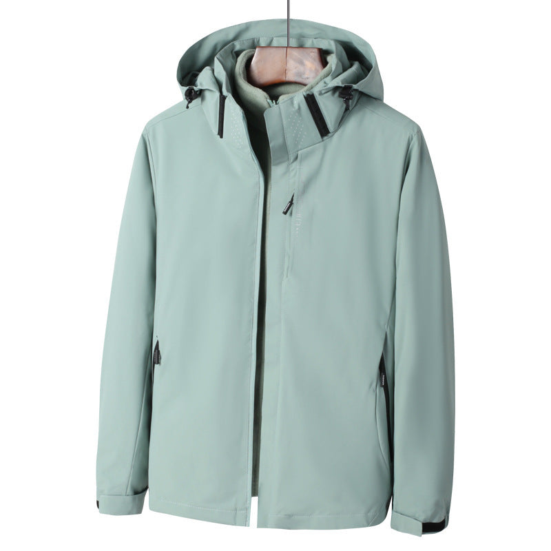 Herren Softshell Outdoorjacke mit wasserdichter Membran, abnehmbarer Kapuze und verdecktem Reißverschluss Shop Nory