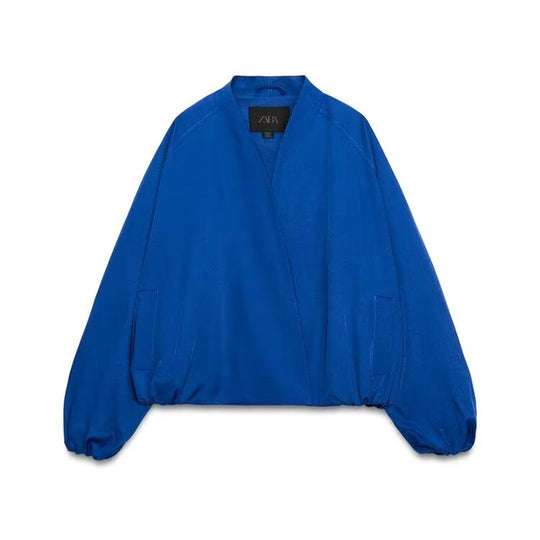 Damen Kurzjacke im Bomberstil mit Kimono-Kragen, Ballonärmeln und elastischem Saum Shop Nory