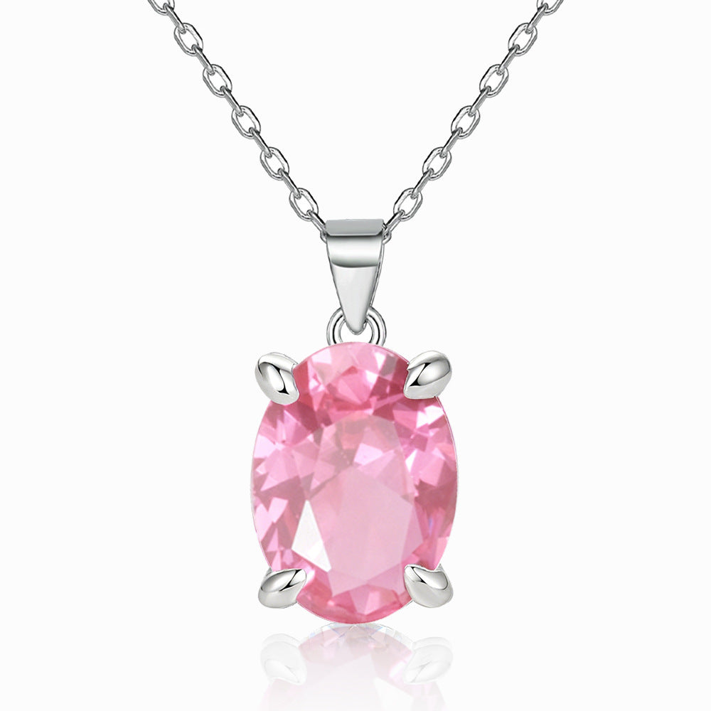 Damen Anhänger-Halskette mit ovalem, tiefgrünen Edelstein und hochwertiger Silberfassung Shop Nory