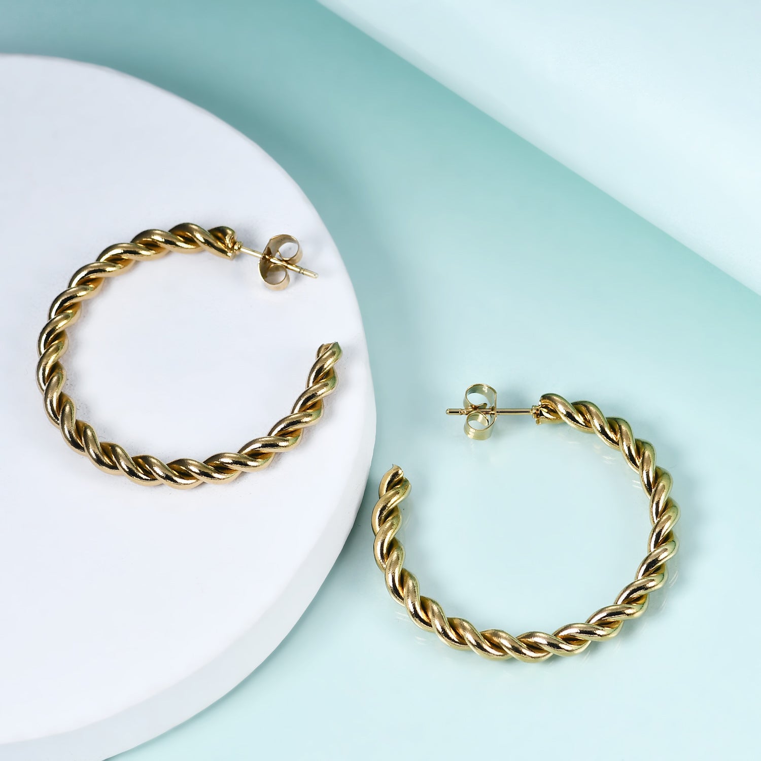 Damen Hoops mit drehendem Zopfmuster Shop Nory