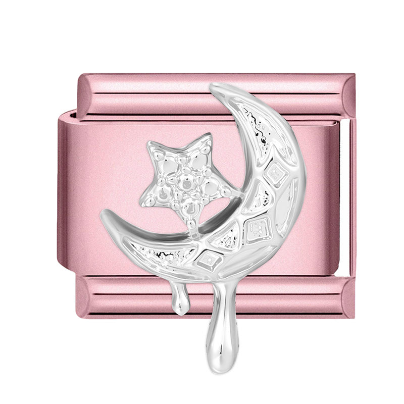 Mond- und Stern-Charm Für Modulare Armbänder mit Tropfen-Detail