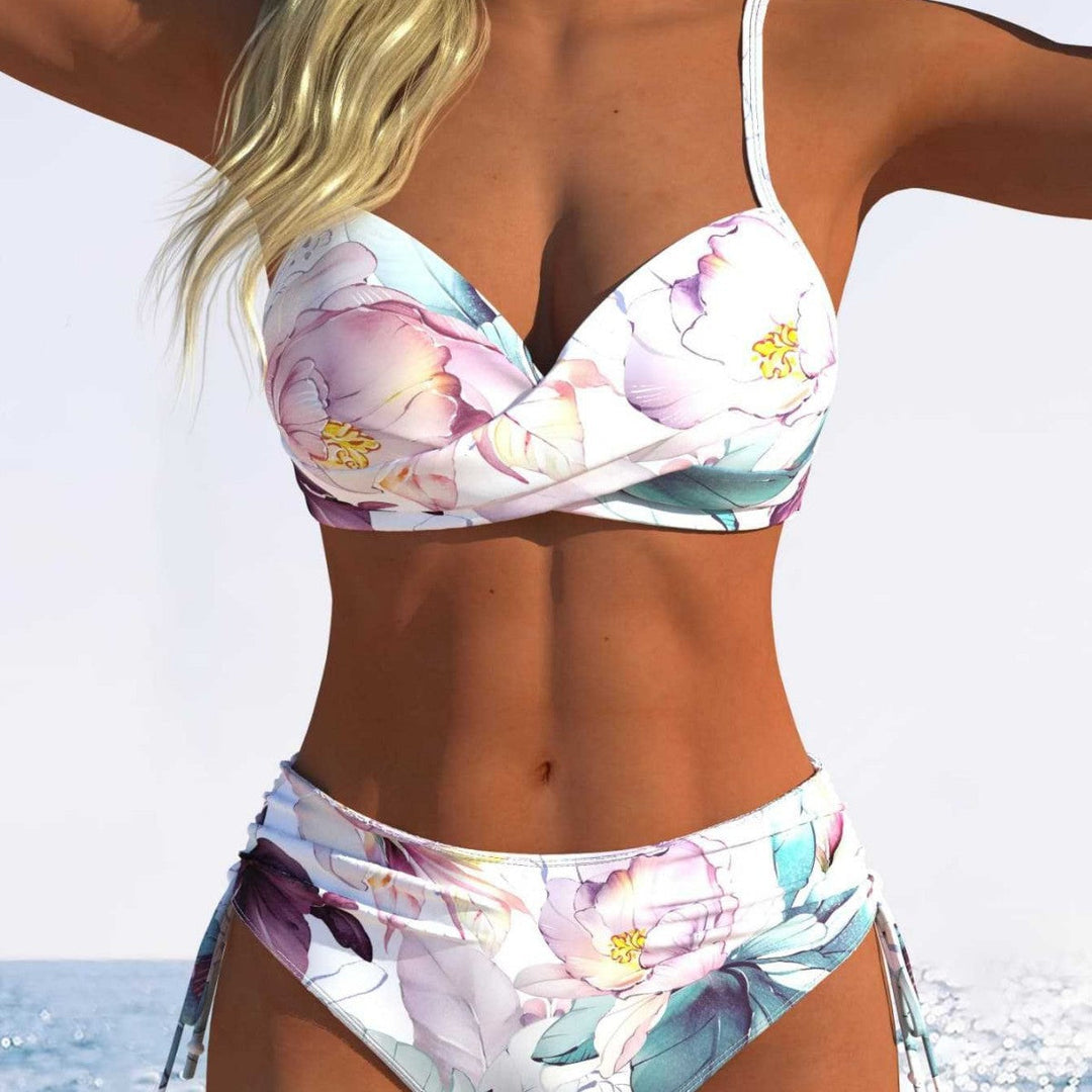 Damen Bikini-Set mit geometrischem Design und verstellbarem Bund