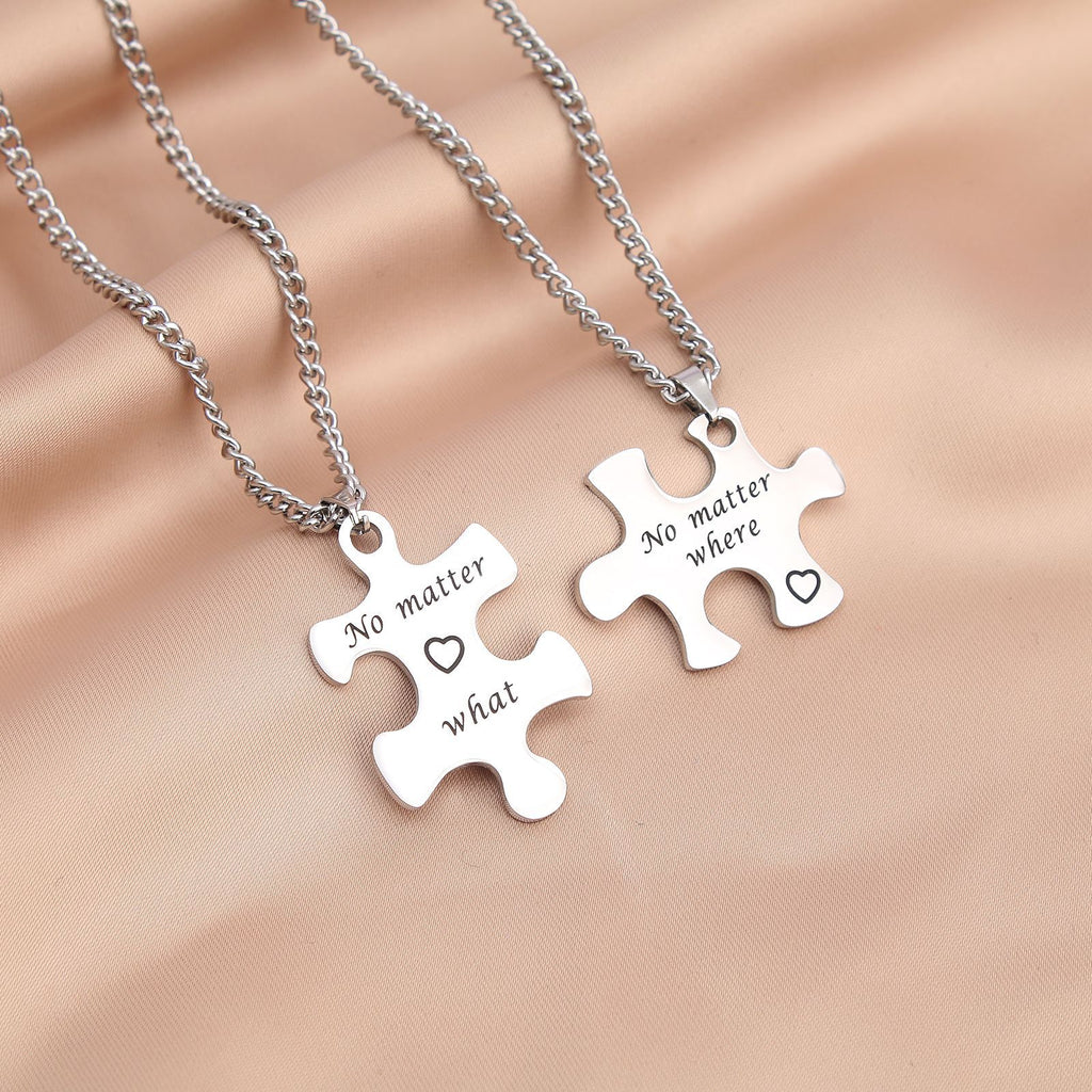 Damen Paar-Halsketten im Puzzle-Design mit gravierten Botschaften Shop Nory