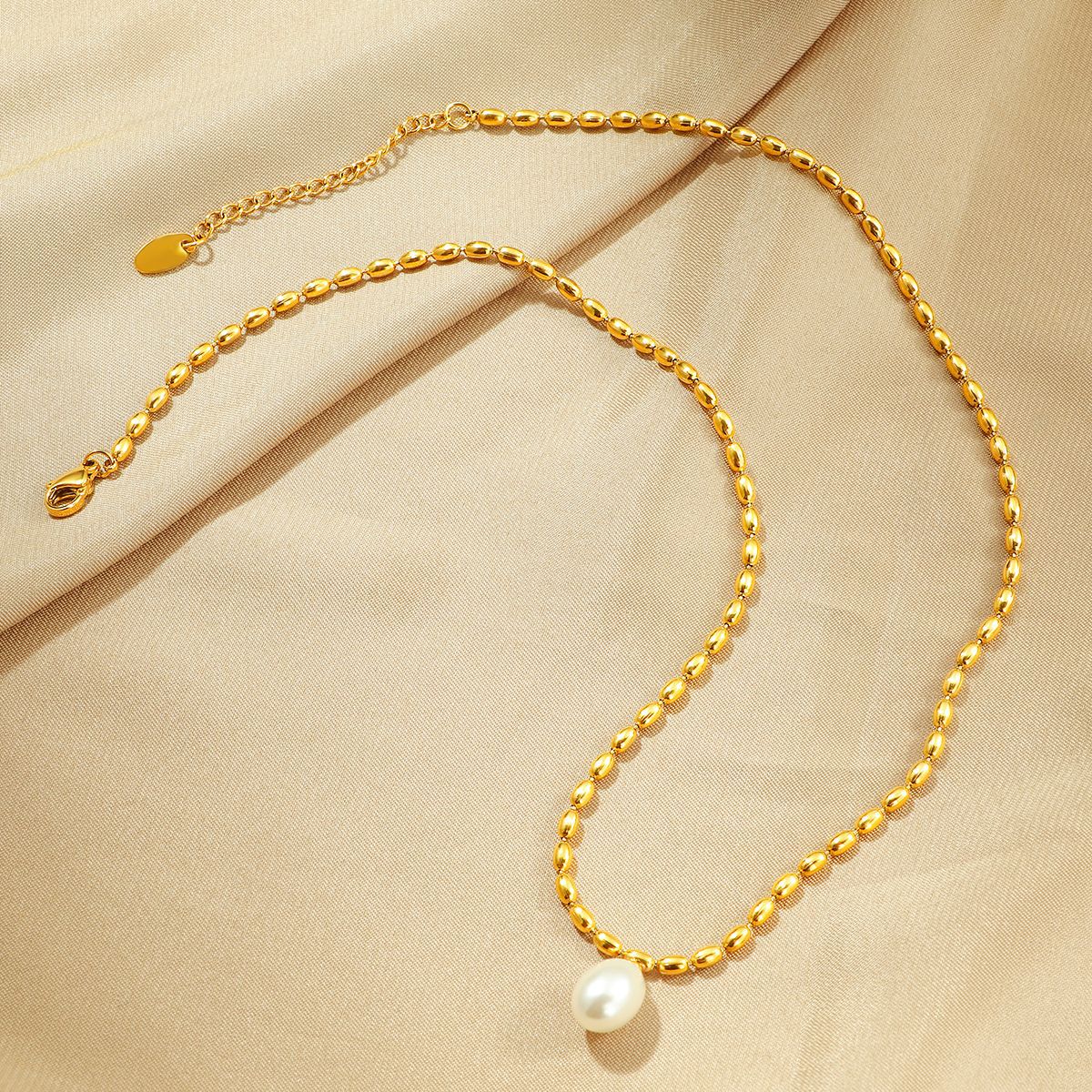 Damen elegante Perlen- und Gold-Perlenkette Shop Nory