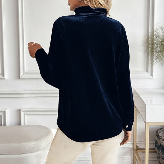 Damen Elegantes Samtoberteil mit Knopfdetails Shop Nory
