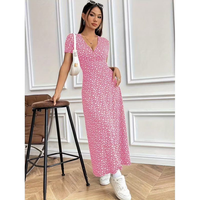 Damen Maxikleid mit vorteilhaftem V-Ausschnitt und floralem Muster Shopnory