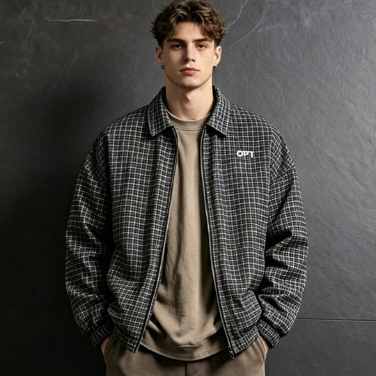 Herren Karierte Utility Jacke Shop Nory