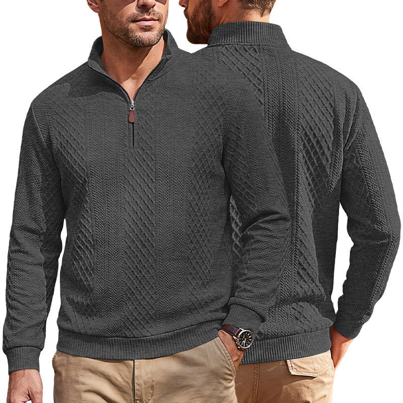 Herren Strickpullover mit halbem Reißverschluss und strukturierter Zopfoptik Shop Nory