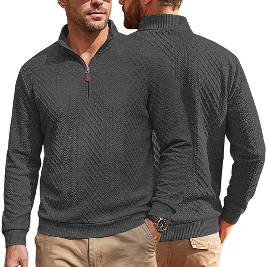 Herren Strickpullover mit halbem Reißverschluss und strukturierter Zopfoptik Shop Nory