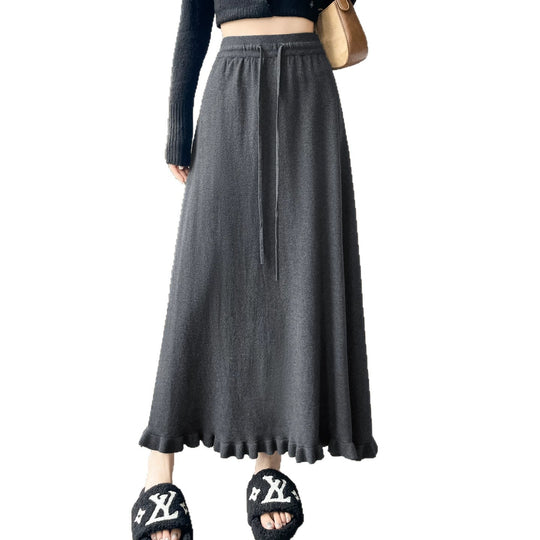 Damen Eleganter und fließender Maxirock mit Volantabschluss Shop Nory
