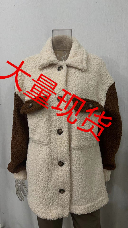 Damen nan oversized Teddy-Hemdjacke mit Kontraststreifen, aufgesetzten Brusttaschen und sichtbarer Knopfleiste Shop Nory