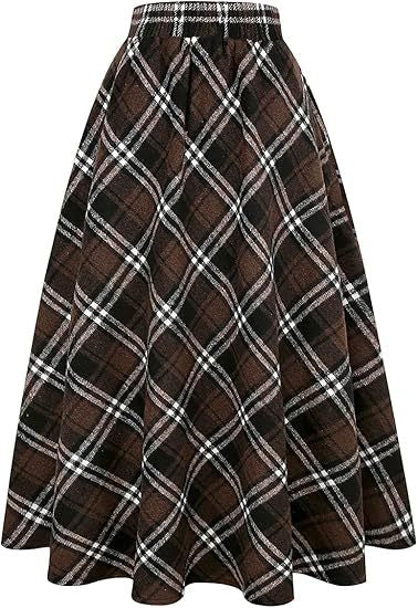 Damen Schwingender A-Linien Rock im modischen Karomuster Shopnory