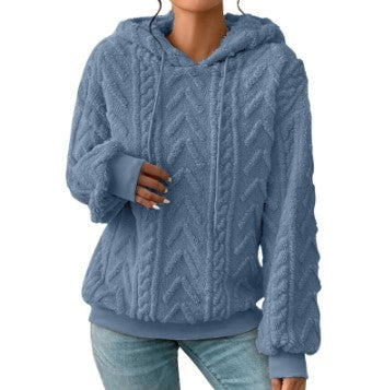 Damen nan kuscheliger Kapuzenpullover mit Zopfmuster Eingrifftaschen und Rippbündchen Shop Nory