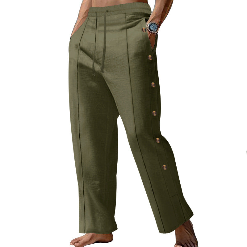 Herren elegante Freizeithose mit seitlichen Knopfdetails und elastischem Bund Shopnory