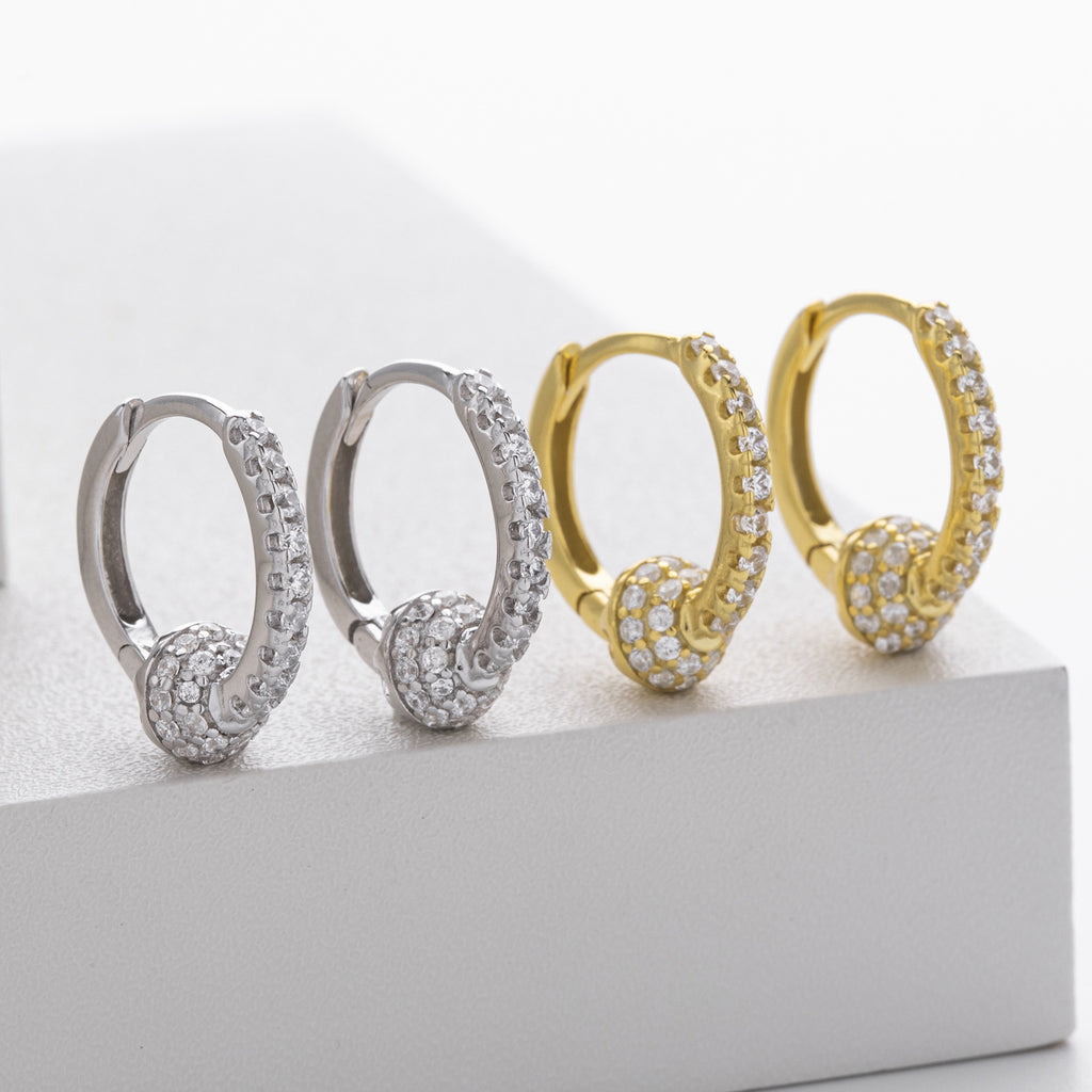 Damen Creolenohrringe mit funkelnden 5A Zirkonen aus hochwertigem 925 Sterling Silber Shop Nory