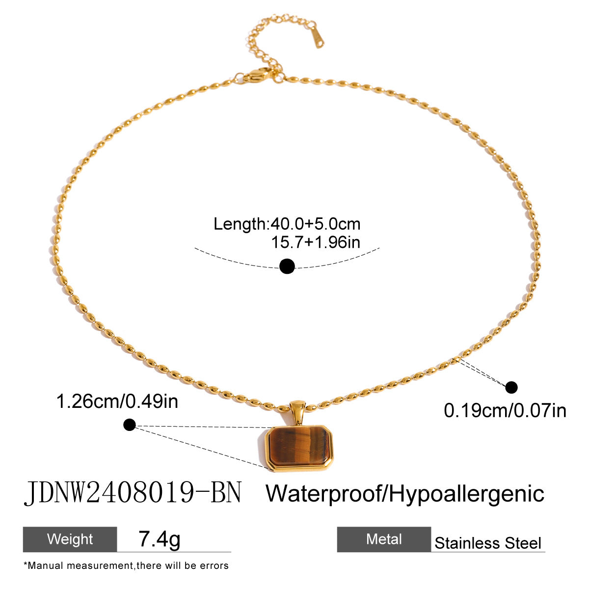 Damen Halskette mit elegantem rechteckigen Anhänger aus hypoallergenem Edelstahl Shop Nory