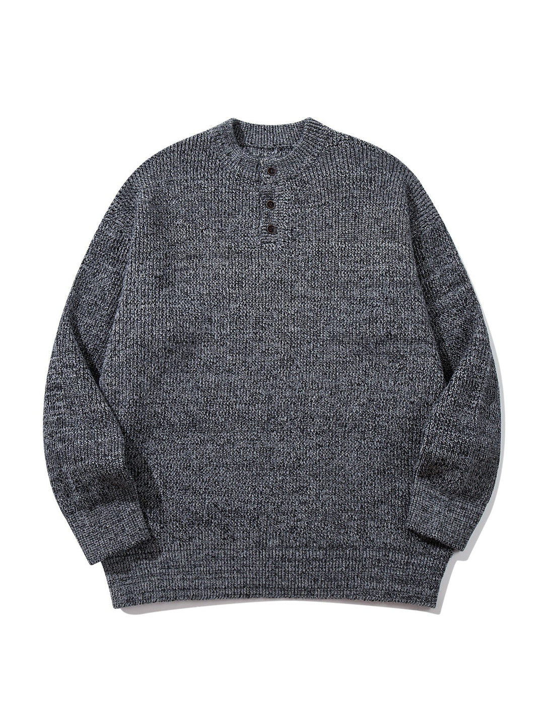 Herren Grobstrick-Henleypullover mit halber Knopfleiste und Rippbündchen Shop Nory