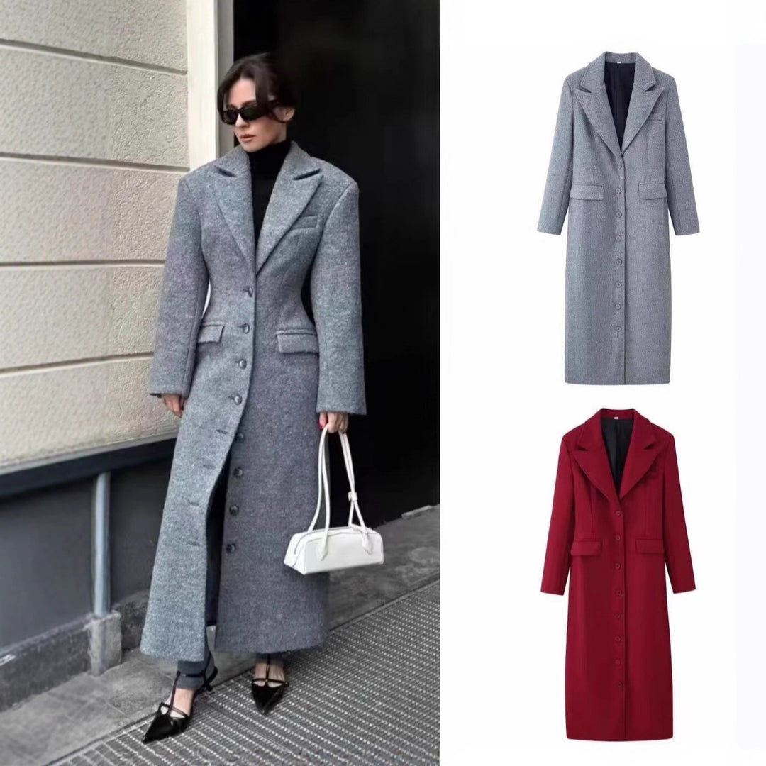 Damen Longline-Wollmixmantel mit Schalkragen und Pattentaschen Shop Nory