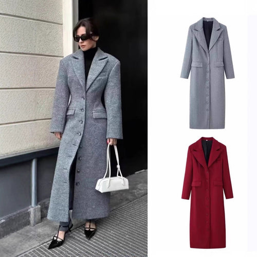 Damen Longline-Wollmixmantel mit Schalkragen und Pattentaschen Shop Nory