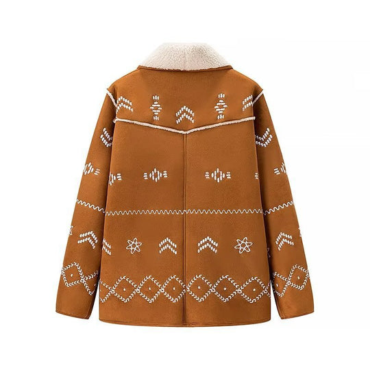 Damen Stickjacke im Lammfell‑Look mit Schalkragen Shop Nory