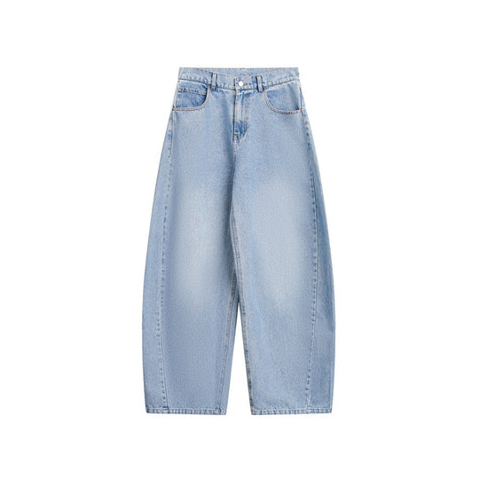 Damen Weite Cropped-Denim Culotte mit hoher Taille und Karottenform Shop Nory