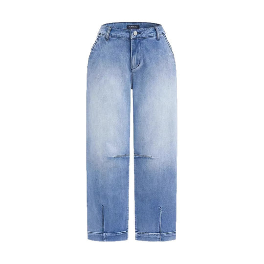 Damen lockere Jeans mit stylish cropped Schnitt und hohem Bund