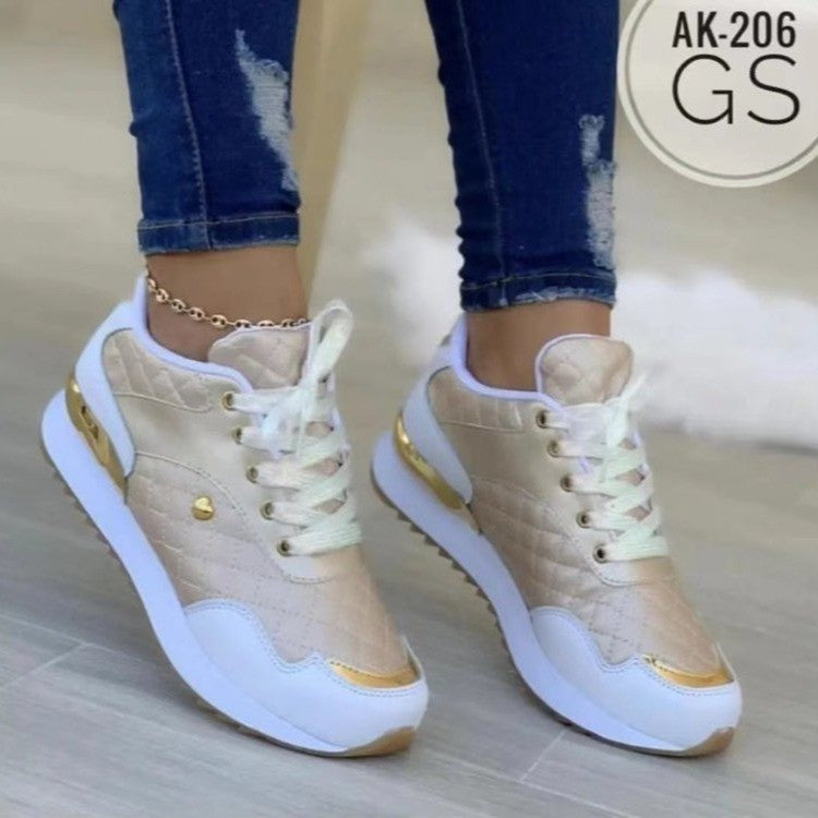 Damen Gepolsterte Sneaker mit Stepp-Optik und goldenen Akzenten Shop Nory