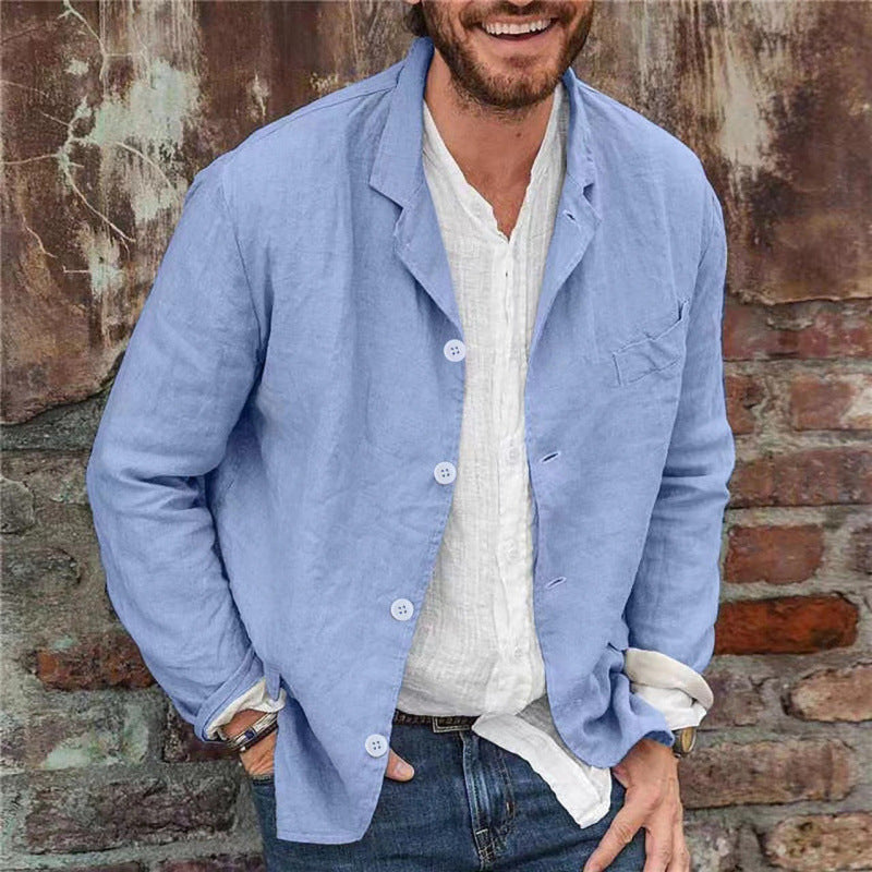 Herren Leinenjacke mit Knopfleiste