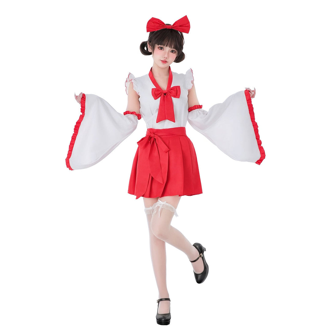Damen verspieltes Kostümkleid mit schwingenden Ärmeln und dekorativen Schleifen Shop Nory