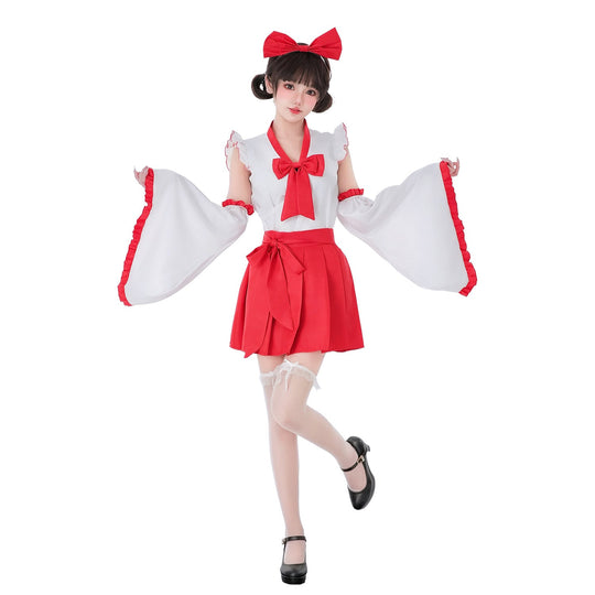 Damen verspieltes Kostümkleid mit schwingenden Ärmeln und dekorativen Schleifen Shop Nory