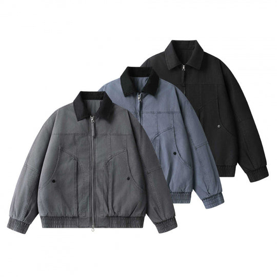 Herren Weitgeschnittene Worker-Bomberjacke aus Baumwoll-Canvas mit Kontrastkragen und Tunnelzugsaum Shop Nory