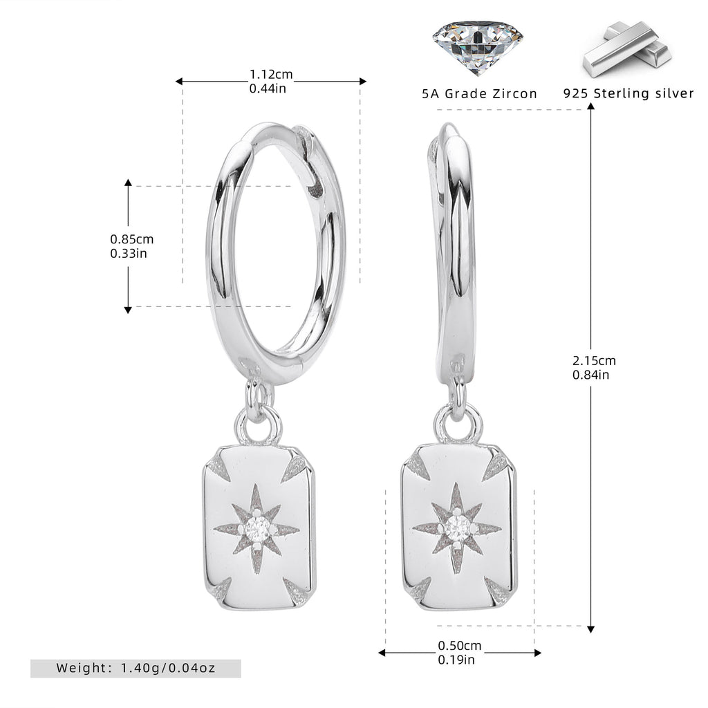 Damen Ohrhänger mit Zirkon-Anhänger und hochwertiger 925 Sterling Silberfassung Shop Nory