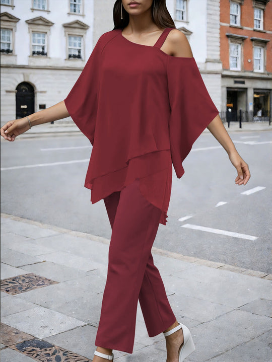 Damen Lagenbluse mit One-Shoulder-Trägern und asymmetrischem Volant-Saum Shop Nory