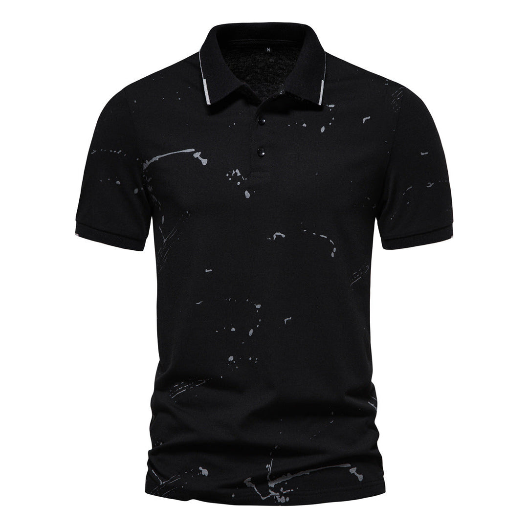 Herren Poloshirt mit kreativen Spritzdruck und hochwertiger Baumwolle
